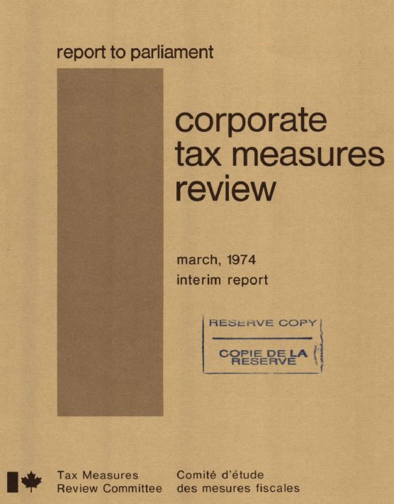 Corporate tax measures review : report to Parliament