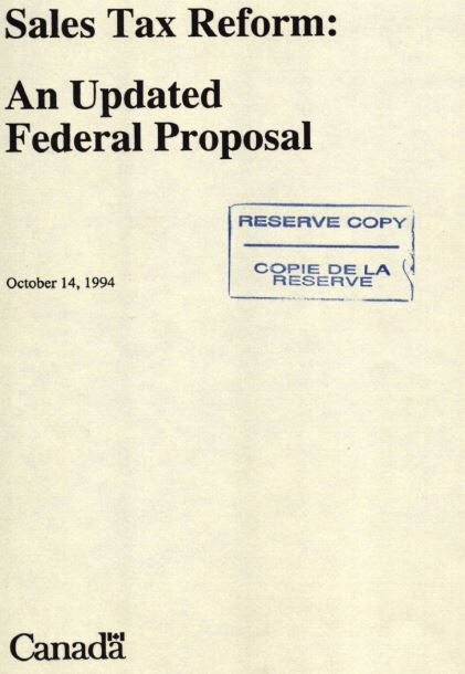 Sales tax reform : an updated federal proposal.